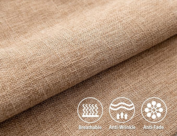 Stellhome Linen Throw Pillow Covers Square Solid Farmhouse Burlap Cushion Covers for Bed Couch Sofa Bench, 18 x 18 inch (45 cm), Natural Linen, Set of 2