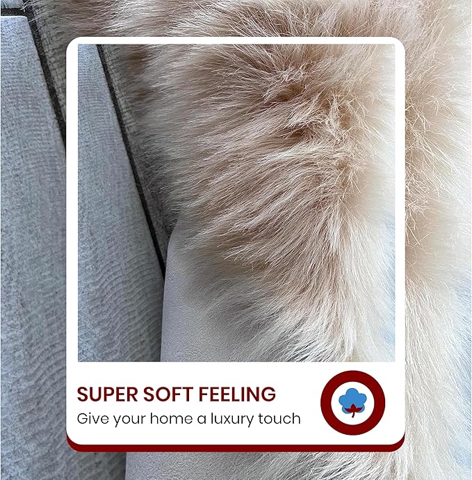 LAMBZY Faux Sheepskin Super Soft Hypoallergenic Silky Shag Rug for Living Room, Kids Room, Sofa (Decto 10 Pelts 6'x10', Beige)