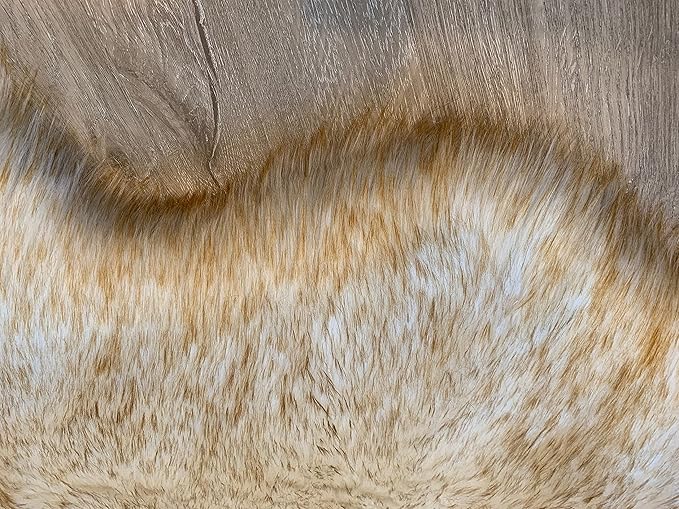 LAMBZY Faux Sheepskin Super Soft Hypoallergenic Silky Shag Rug for Living Room, Kids Room, Sofa (Double Side by Side 3'x4, White/Brown Tips)