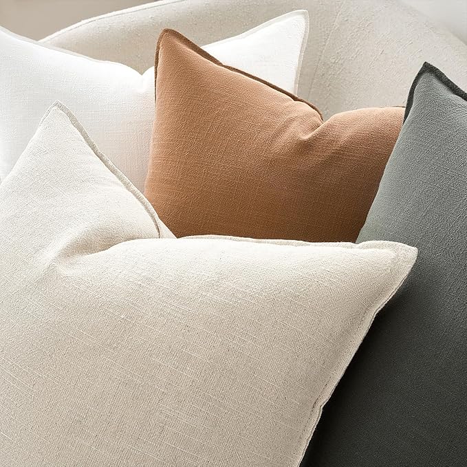 Pack of 4 Couch Throw Pillow Covers 18x18 Inch Goldolive Soft Decorative Linen Pillow Covers Farmhouse Boho Cushion Covers for Mid Century Modern Home Decor Sofa Bedroom Living Room