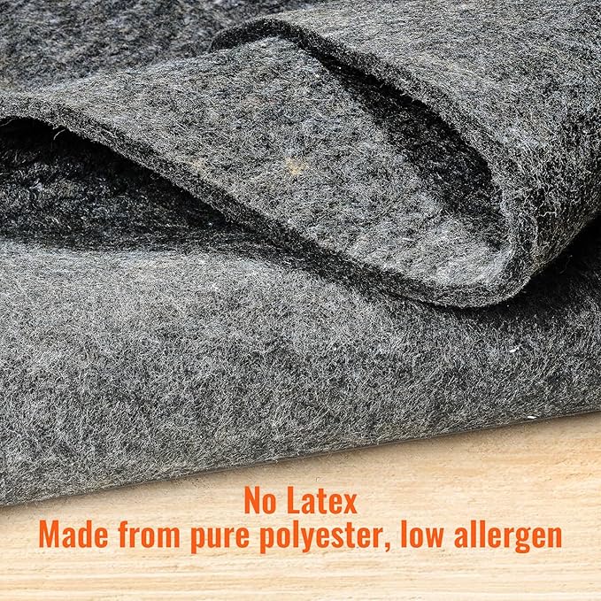 VEVOR Non-Slip Resistant Rug Pad, Protective Cushioning Carpet Pad, 2'x8' (7.875' Actual), 1/4" Thick, Dual Surface, Polyester Felt + Latex, 1-2㎡ Area Carpet Padding Rug Cushion for All Floors, Gray