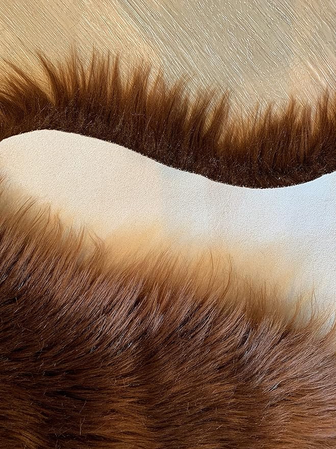 LAMBZY Faux Sheepskin Super Soft Hypoallergenic Silky Shag Rug for Living Room, Kids Room, Sofa (Octo 8 Pelts 6'x8', Brown)