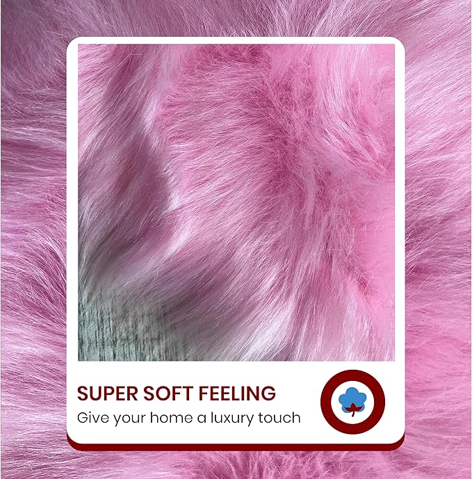 Free Shape Luxury Soft Fluffy Shag Area Rug Octo 8 Pelts 6'x8',180x240 cm - Vegan Fur Ultra Soft Indoor Carpet Nursery Rugs for Bedroom Home Decor, Pink