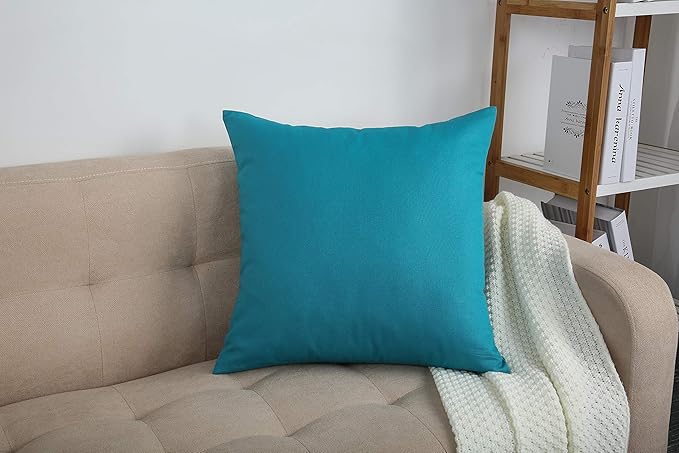 TangDepot Handmade Decorative Solid 100% Cotton Canvas Throw Pillow Covers/Pillow Shams, (28"x28", Blue Ashes), 1 Count (Pack of 1)
