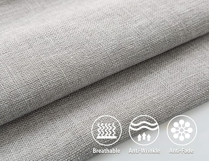 Stellhome Burlap Throw Pillow Covers Solid Farmhouse Linen Pillowcase for Bed Couch Sofa Bench, Set of 2, 24 x 24 inch (60 x 60 cm), Grey