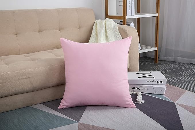 TangDepot Handmade Decorative Solid 100% Cotton Canvas Throw Pillow Covers/Pillow Shams, (22"x22", Salmon Pink)