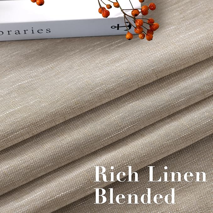 H.VERSAILTEX Linen Curtains Flax Linen Blended Curtain Panels for Living Room/Bedroom Semi Sheer Privacy Curtains 108 inch Length 2 Panels Set Nickel Grommet Window Drapes,Taupe