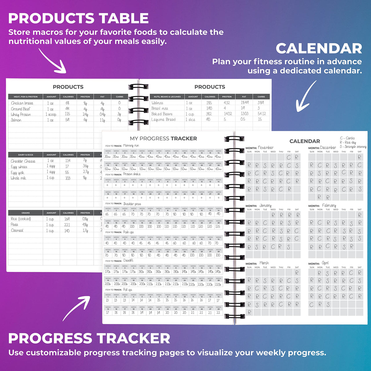 Clever Fox Fitness Journal Workout Log Book - Daily Fitness Planner Workout Journal for Women and Men. Spiral-Bound, Laminated Cover, Thick Pages, A5 (Yellow & Pink)