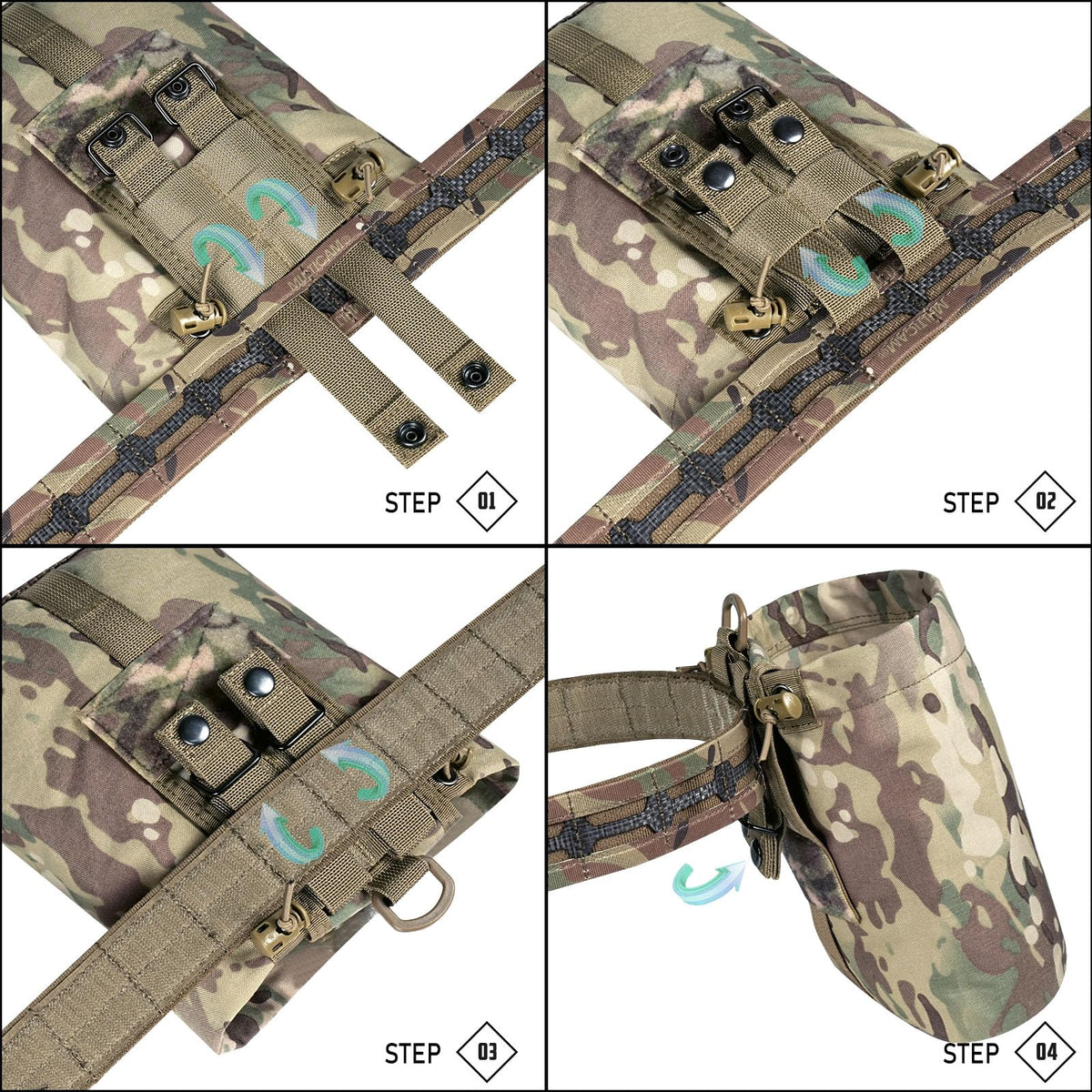 Lonloke Dump Pouch for Belt with 2 Removable MOLLE Straps, Foldable Roll-Up Drawstring Recovery Mag Magazine Ammo Tool Bag for Hunting Shooting Paintball