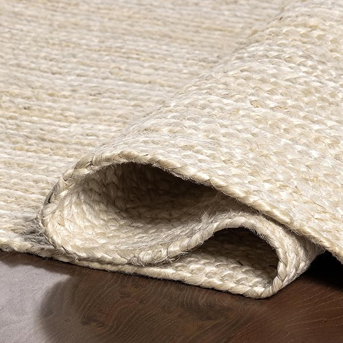 nuLOOM Oval 8x10 Rigo Jute Hand Woven Area Rug, Off White, Solid Farmhouse Design, Natural Fiber, For Bedroom, Living Room, Dining Room, Hallway, Office, Kitchen, Entryway