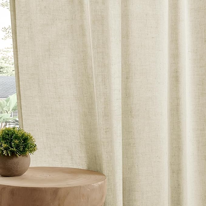 Joydeco Linen Curtains 84 Inch Length 2 Panel Sets,Light Filtering Curtains for Bedroom 70 Inch Wide Living Room Drapes with Back Tabs & Rod Pockets (W70 x L84 Inch, Linen)