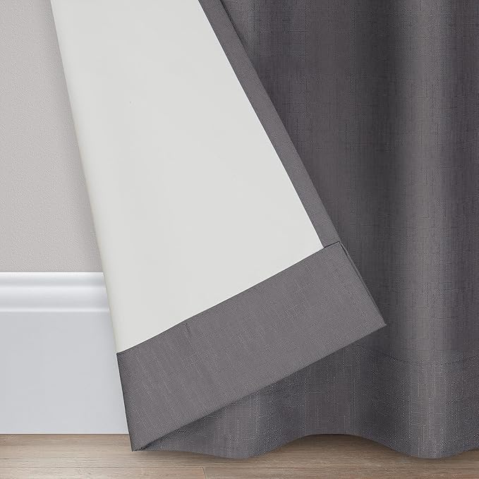 ECLIPSE Kendall Modern Blackout Thermal Rod Pocket Window Curtain for Bedroom or Living Room (1 Panel), 42" x 95", Charcoal