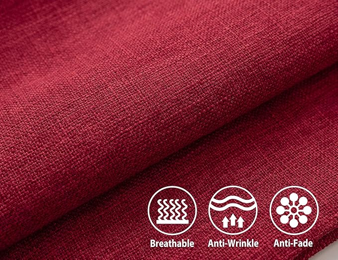 Stellhome Pack of 2 Christmas Decorative Burlap Throw Pillow Covers Farmhouse Linen Cushion Covers Pillowcase, Home Decor Decorations for Sofa Couch Bed Chair 22x22 Inch/55x55 cm, Red