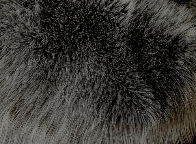 Free Shape Luxury Soft Fluffy Shag Area Rug Sexto 6 Pelts 6'x6',180x180 cm - Vegan Fur Ultra Soft Indoor Carpet Nursery Rugs for Bedroom Home Decor, Dark Grey