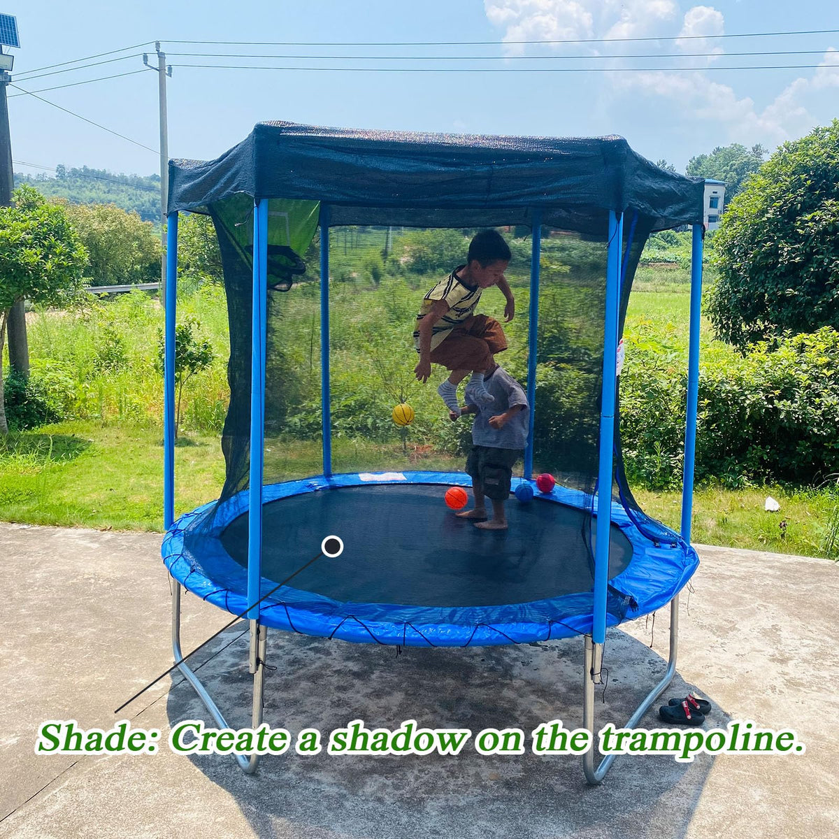 XATAMIO Trampoline Cover,Trampoline Shade Cover for 8ft-14ft Straight Pole Round Trampoline Outdoor Sun Protection Block Leaves,Only Trampoline Top Cover (8FT 6 Poles)