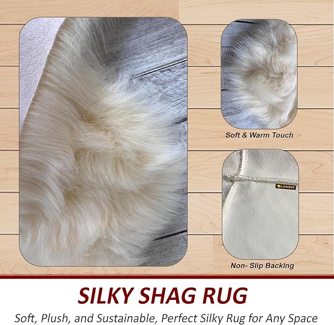 Free Shape Luxury Soft Fluffy Shag Area Rug Octo 8 Pelts 6'x8',180x240 cm - Vegan Fur Ultra Soft Indoor Carpet Nursery Rugs for Bedroom Home Decor, Cream
