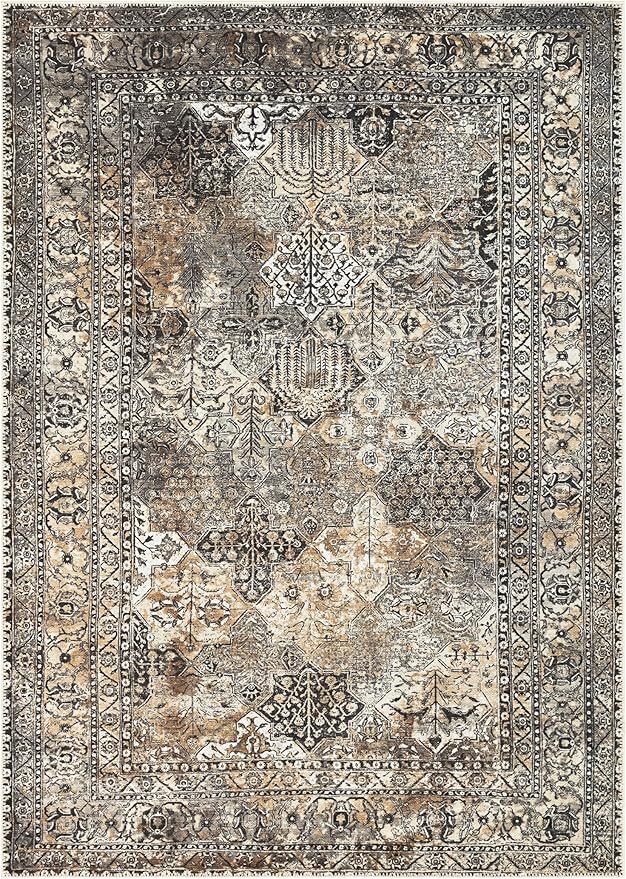 Keen Home Design 4x6 Rug - Machine Washable Area Rug with Non-Slip Backing, Ideal for Living Room, Dining Room, Bedroom - Vintage, Easy Clean, Durable, Low Pile Rug - (4' x 6')