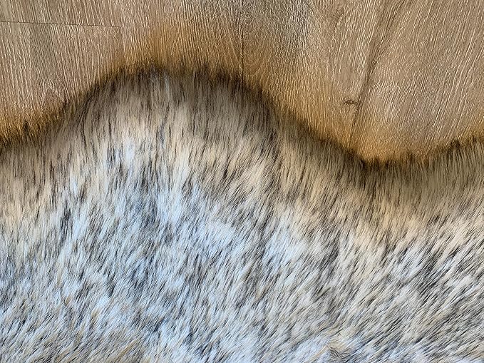 LAMBZY Faux Sheepskin Super Soft Hypoallergenic Silky Shag Rug for Living Room, Kids Room, Sofa (Double Side by Side 3'x4, White/Black Tips)