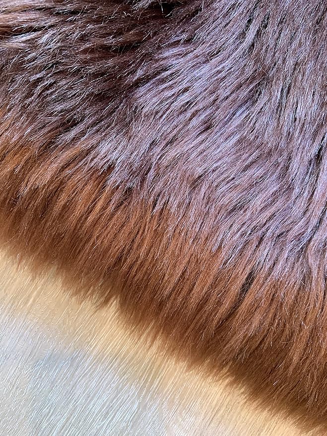 LAMBZY Faux Sheepskin Super Soft Hypoallergenic Silky Shag Rug for Living Room, Kids Room, Sofa (Quarto 4 Pelts Side by Side 3'x8', Brown)