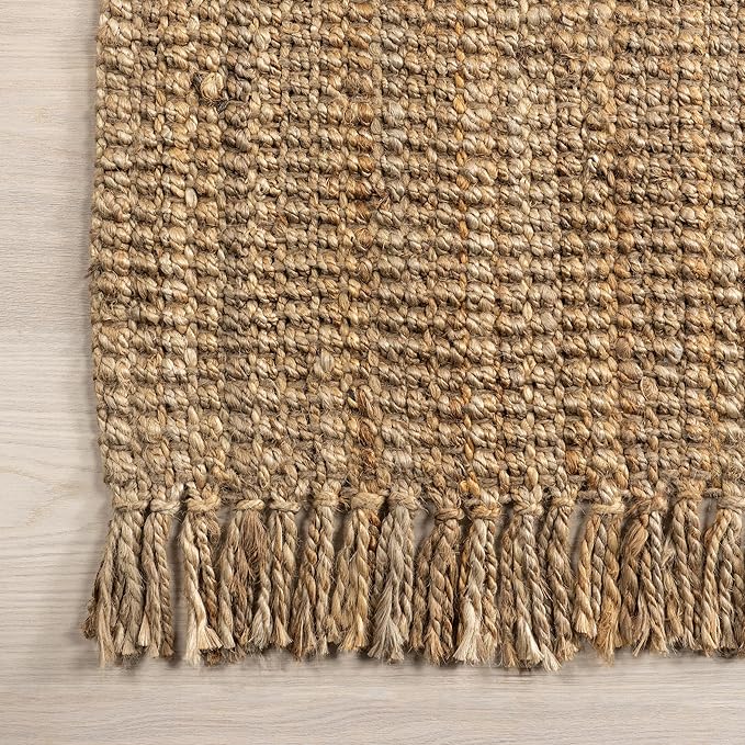 Nuloom Daniela Natural, 2' x 3', Handmade, Jute, Tassel, Soft and Textured, High Traffic, Stain Resistant, Easy Clean, Durable Area Rug for Bedroom, Living Room, Dining Space, Foyer, Entryway
