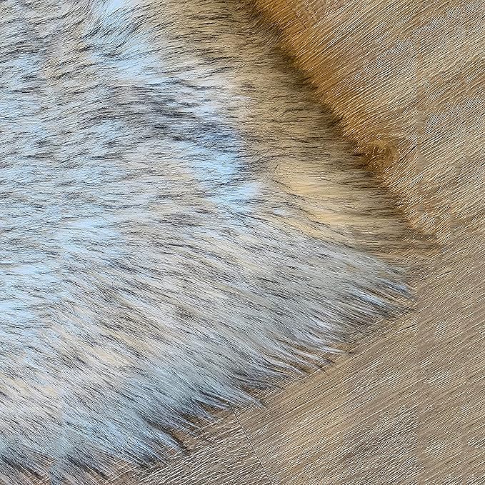 LAMBZY High Pile Super Fluffy Soft Faux Sheepskin Rug | Faux Sheepskin Rugs for Living Room Playroom Bedroom | Classic Super Soft to Touch Rug (10'x13', White/Black Tips)