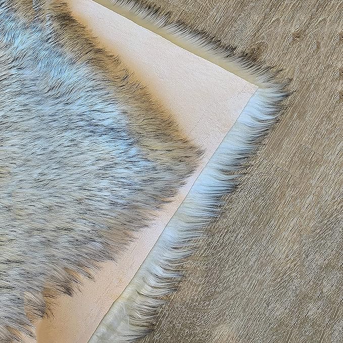 LAMBZY High Pile Super Fluffy Soft Faux Sheepskin Rug | Faux Sheepskin Rugs for Living Room Playroom Bedroom | Classic Super Soft to Touch Rug (8'x11', White/Black Tips)
