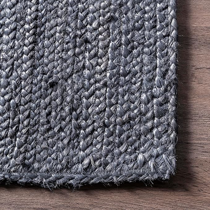 nuLOOM 2x10 Rigo Jute Hand Woven Area Rug, Navy, Solid Farmhouse Design, Natural Fiber, For Bedroom, Living Room, Dining Room, Hallway, Office, Kitchen, Entryway