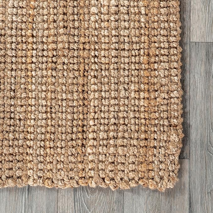 Nuloom Ashli Hand Woven, Natural, 2'6" x 10', Farmhouse, Jute, Soft and Textured, High Traffic, Stain Resistant, Easy Clean, Durable Runner for Bedroom, Living Room, Dining, Den, Foyer, Entryway