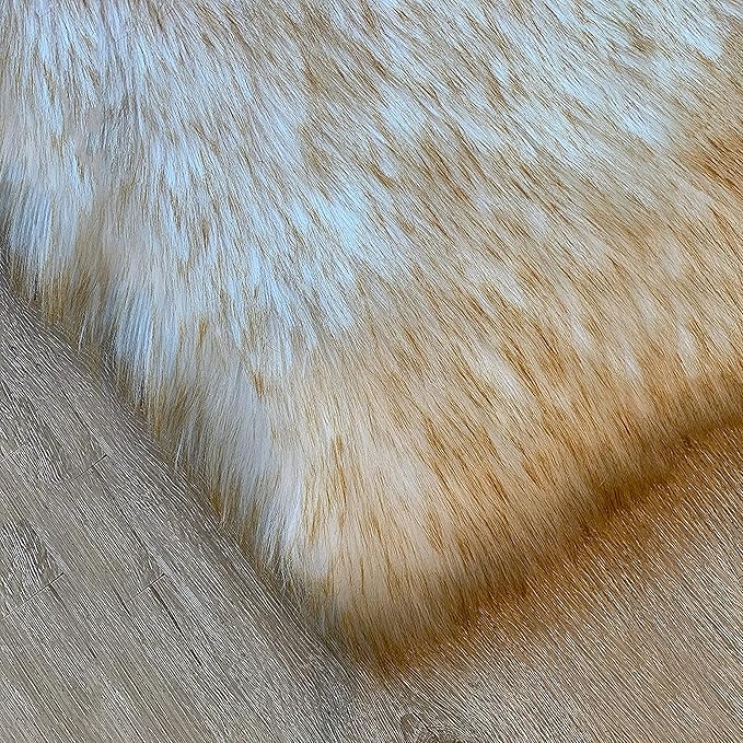 LAMBZY High Pile Super Soft Faux Sheepskin Rug (6'x9', White/Brown Tips)