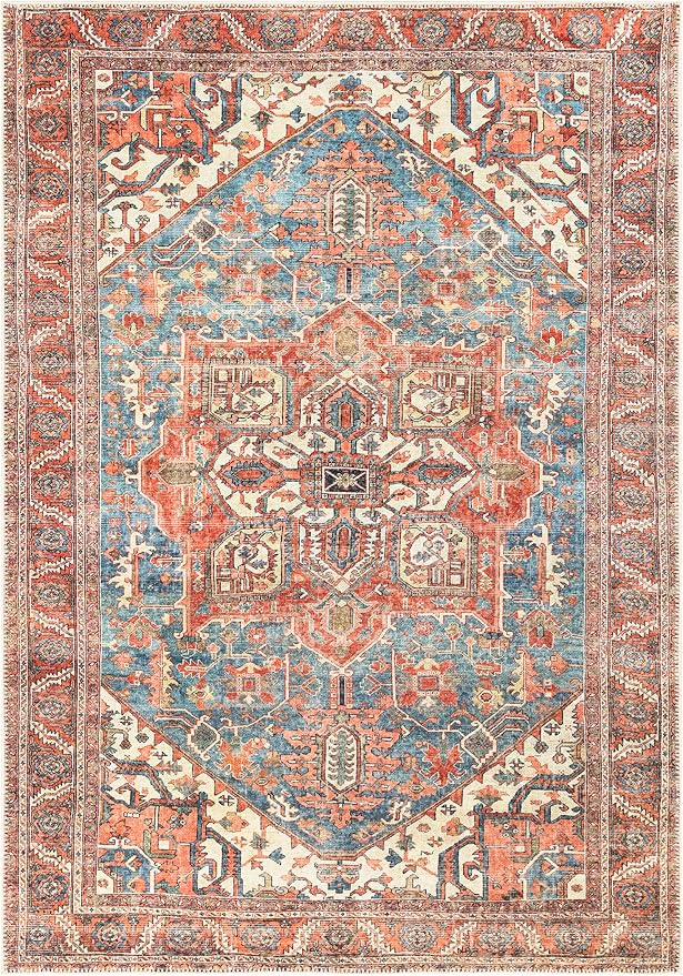 Keen Home Design 3x5 Rug - Machine Washable Entry Rug with Non-Slip Backing, Ideal for Enteryway, Kitchen, Bathroom, Laundry Room - Vintage, Easy Clean, Durable, Low Pile Rug - (3' x 5')