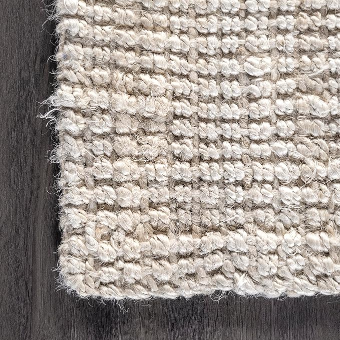 nuLOOM Ashli Solid Farmhouse Jute Area Rug, 5' x 8', Off-white, Rectangular, 0.5" Thick