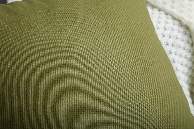 TangDepot Handmade Decorative Solid 100% Cotton Canvas Throw Pillow Covers/Pillow Shams, (22"x22", Olive Green)