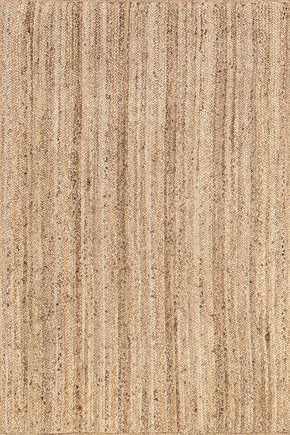 nuLOOM Oval 6x9 Rigo Jute Hand Woven Area Rug, Natural, Solid Farmhouse Design, Natural Fiber, For Bedroom, Living Room, Dining Room, Hallway, Office, Kitchen, Entryway