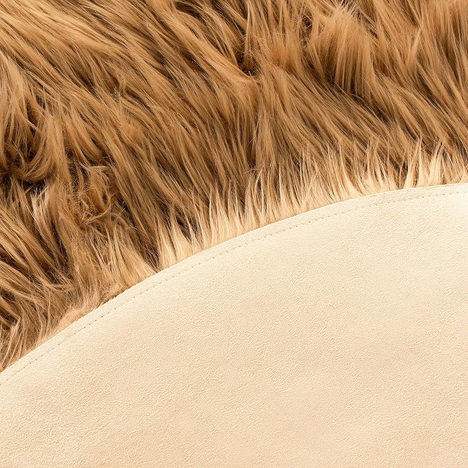 SAFAVIEH Faux Sheep Skin Collection 8' x 10' Camel FSS115E Silken Glam 2.35-inch Thick Area Rug