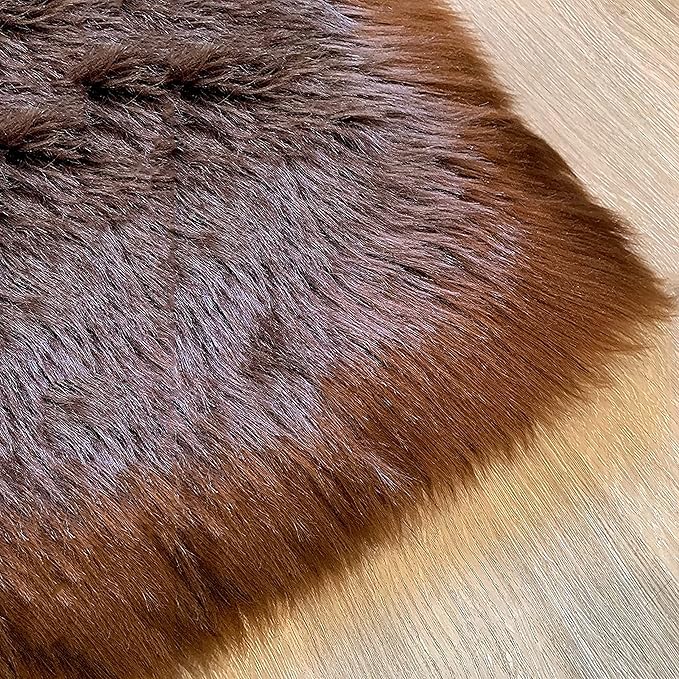 LAMBZY High Pile Super Soft Faux Sheepskin Rug (8'x11', Brown)