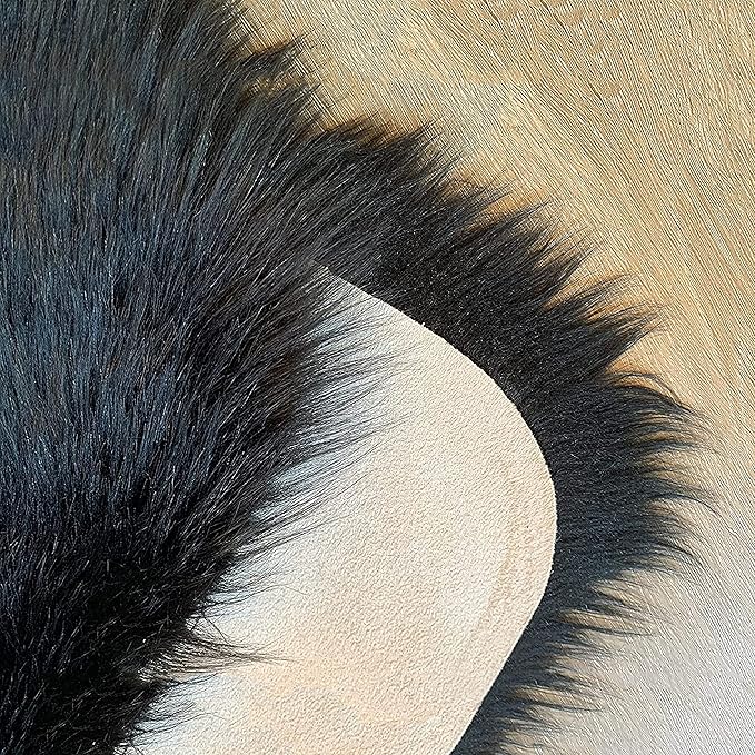 LAMBZY High Pile Super Fluffy Soft Faux Sheepskin Rug | Faux Sheepskin Rugs for Living Room Playroom Bedroom | Classic Super Soft to Touch Rug (8'x11', Black)