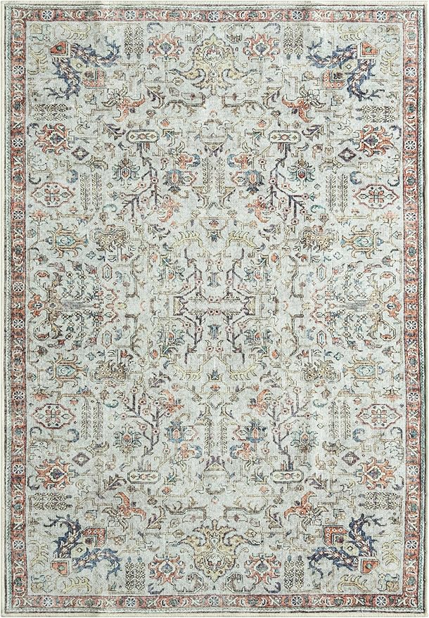 Keen Home Design 8x10 Rug - Machine Washable Area Rug with Non-Slip Backing, Ideal for Living Room, Dining Room, Bedroom - Vintage, Easy Clean, Durable, Low Pile Rug - (8' x 10')