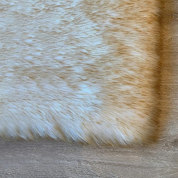 LAMBZY High Pile Super Soft Faux Sheepskin Rug (6'x9', White/Brown Tips)