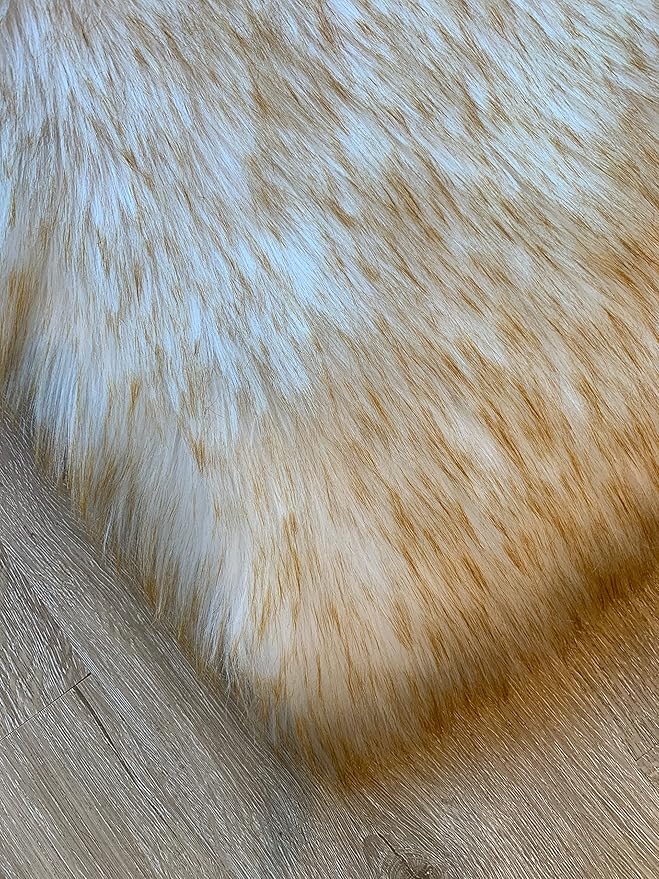LAMBZY Faux Sheepskin Super Soft Hypoallergenic Silky Shag Rug for Living Room, Kids Room, Sofa (Decto 10 Pelts 6'x10', White/Brown Tips)