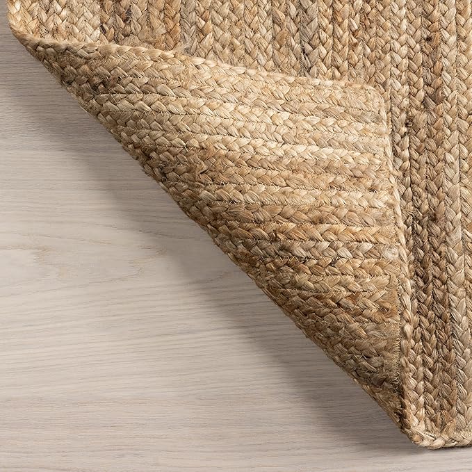 nuLOOM 10x14 Rigo Jute Hand Woven Area Rug, Natural, Solid Farmhouse Design, Natural Fiber, For Bedroom, Living Room, Dining Room, Hallway, Office, Kitchen, Entryway