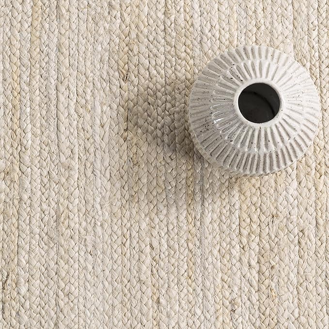 nuLOOM 2x14 Rigo Jute Hand Woven Area Rug, Off White, Solid Farmhouse Design, Natural Fiber, For Bedroom, Living Room, Dining Room, Hallway, Office, Kitchen, Entryway