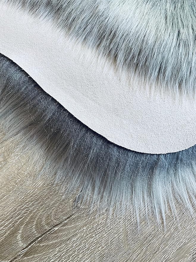 LAMBZY Faux Sheepskin Super Soft Hypoallergenic Silky Shag Rug for Living Room, Kids Room, Sofa (Double 2'x6', Grey)