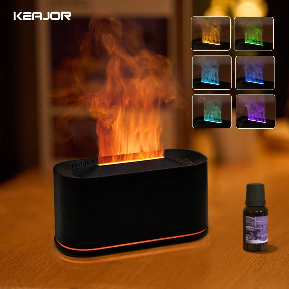 Aroma Humidifier Flame Essential Oils Diffuser Air Humidifier for Home Bedroom Mini Air Fragrance Diffuser with LED Night Light