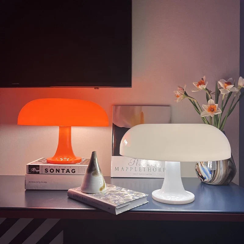 LED Mushroom table lamp minimalist modern bedroom bedside lamp Danish designer orange decorative table lamp