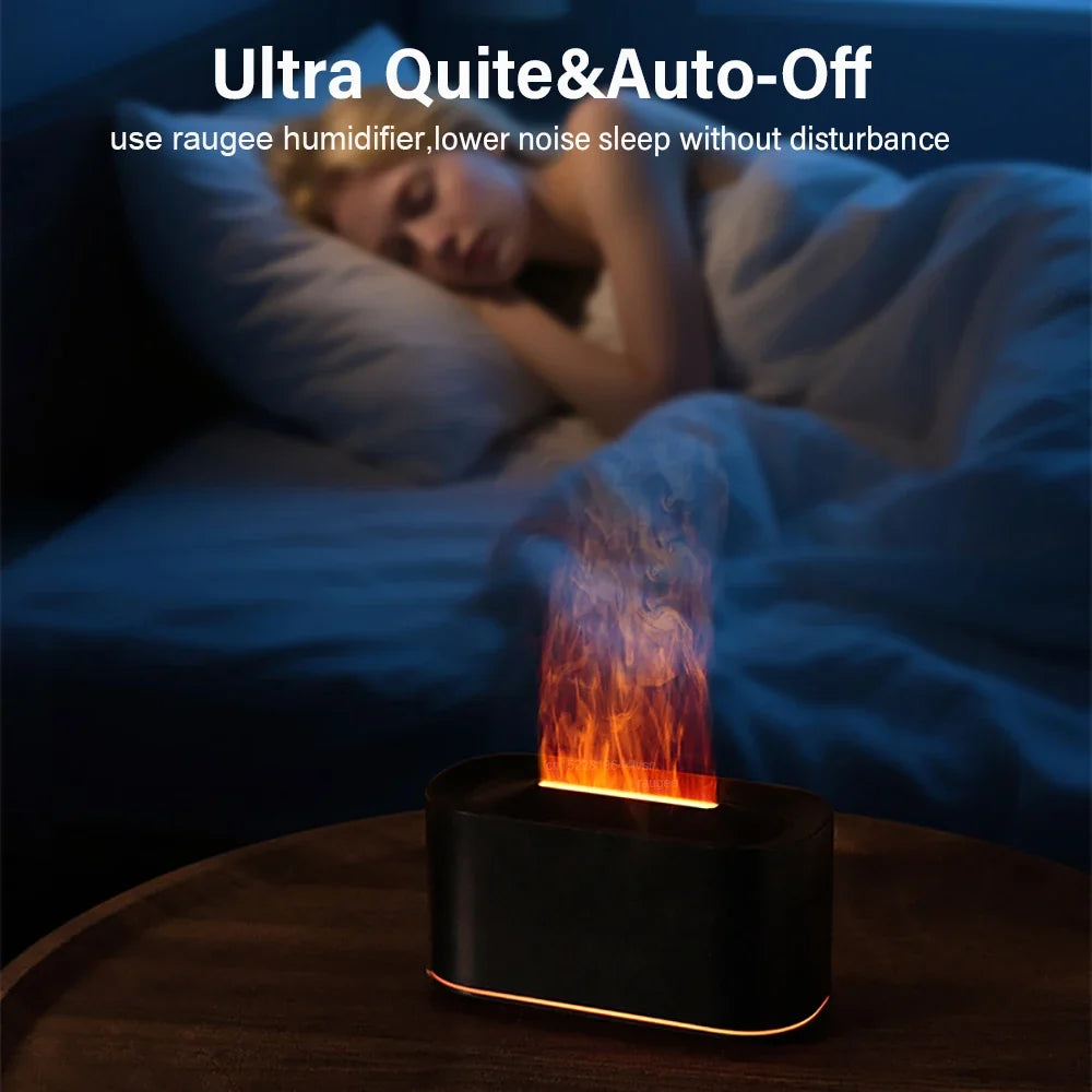 Aroma Humidifier Flame Essential Oils Diffuser Air Humidifier for Home Bedroom Mini Air Fragrance Diffuser with LED Night Light