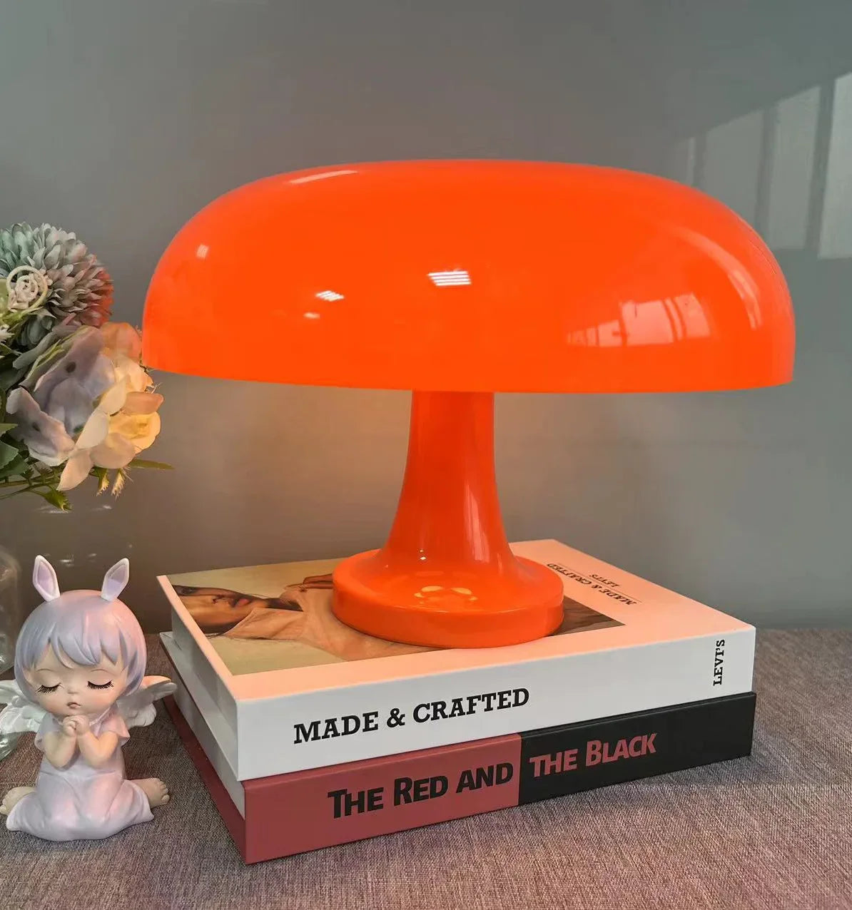 LED Mushroom table lamp minimalist modern bedroom bedside lamp Danish designer orange decorative table lamp